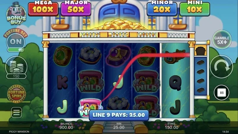 Piggy Mansion – samler inn penger med samler-symbolet